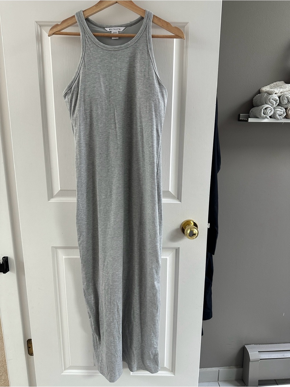 ATHLETA Light Heathered Gray Signature Maxi Tank Dress - M - NWT
